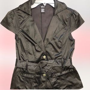 Maurice's Dressy Short Sleeve Blazer/Jacket w/a Satin Feel & Belted Waist SZ S